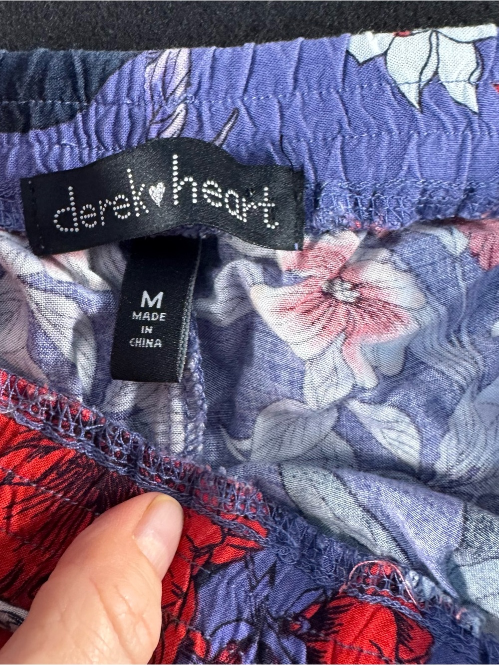 Derek Heart Purple Floral Wide-Leg Pants with Red Floral Accents - Picture 2 of 4